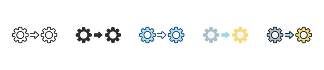 Horizintal Integration Icon Set Multiple Style Collection