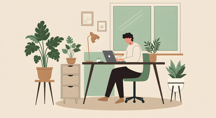 "Person Working at Home Office"