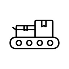 Conveyor Belt With Packaged Goods Icon For Web And Graphic Design