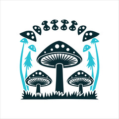 Stylized Mushroom Ring Vector Illustration Mushroom Ring A circle of toadstools with one larger cap bearing spiral gills fae portals