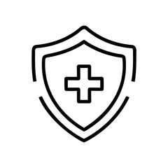 Heart Care Insurance With Shield Badge Icon For Web And Graphic Design