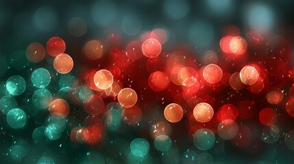 Dreamy Christmas bokeh background with vibrant red and green glowing light orbs large soft defocused circles festive blurred backdrop with copy space for holiday cards banners and product mockups