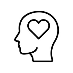 Mind Care Human Head With Heart Icon For Web And Graphic Design