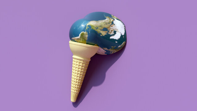 Melting planet, conceptual illustration