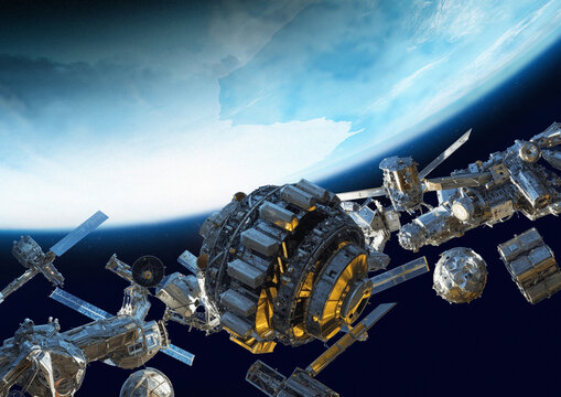 Space junk in Earth orbit, illustration