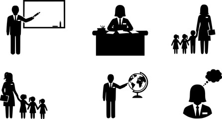 Teacher silhouettes, Teacher silhouette set