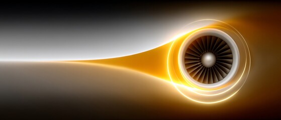 Turbine engine detail with light trails on a grayscale background