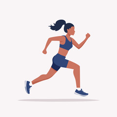 Illustration of a woman running in athletic wear, depicted in a flat vector style against a neutral background.