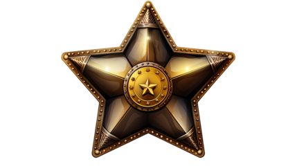 Sheriff star badge western symbol isolated on white background
