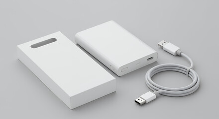 white power bank box  Mockup