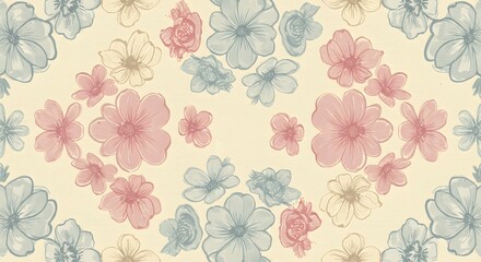 Decorative seamless floral outline pattern, ideal for packaging, stationery, and elegant branding.