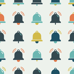 Fototapeta premium Seamless pattern with ringing bells, a fun and playful vector background