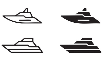 Stylized black and white vector illustration of a yacht with modern design
