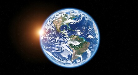 Stunning Sunrise Earth Globe View from Space.