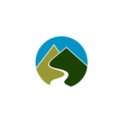 Mountain with river emblem logo design template