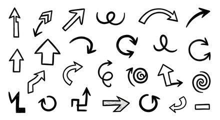 Dynamic collection of hand-drawn arrow icons guiding direction and flow for modern design projects