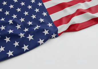 Obraz premium Waving American Flag Corner, Stars and Stripes Banner, Space for Text