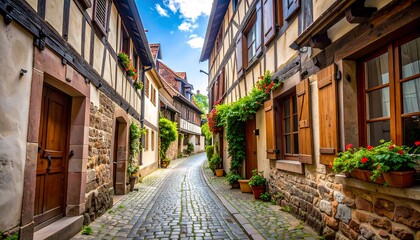 Fototapeta premium Quaint European alleyway with charming buildings