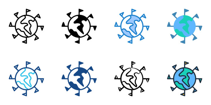 Culture day icon set multiple style collection 
