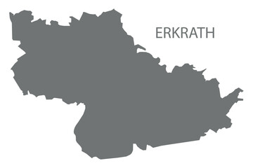 Erkrath city map with boroughs grey illustration silhouette shape