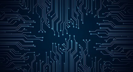 Technology background Abstract blue digital circuit board pattern with glowing lines on dark background