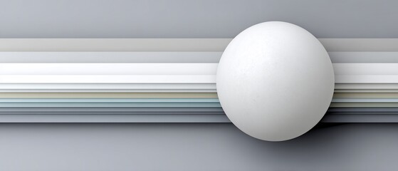 White sphere on textured lines with graded grey color palette. Abstract art and minimalist design