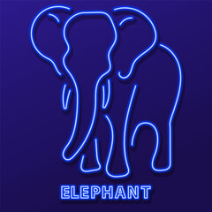 elephant neon sign, modern glowing banner design, colorful modern design trends. Vector illustration.