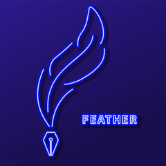 feather neon sign, modern glowing banner design, colorful modern design trends. Vector illustration.