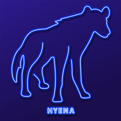 hyena neon sign, modern glowing banner design, colorful modern design trends. Vector illustration.