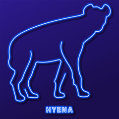 hyena neon sign, modern glowing banner design, colorful modern design trends. Vector illustration.