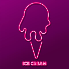 ice cream neon sign, modern glowing banner design, colorful modern design trends. Vector illustration.