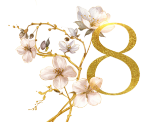  Luxury Gold Outline Botanical Illustration on White Background 