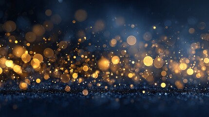 Dreamy Christmas garland lights bokeh on dark blue background with large soft glowing orbs festive holiday illumination and decoration blur ideal for greeting cards banners web headers