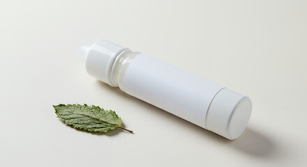 white tiny plastic bottle and mint Mockup