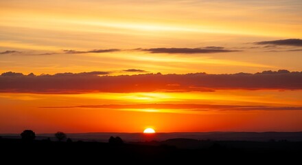 Fototapeta premium Vibrant Sunset Landscape with Orange Hues.