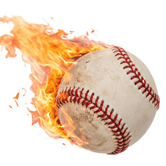 Baseball on fire isolated on transparent background  
