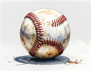 Weathered baseball on a splattered surface