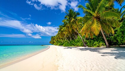 Tropical beach paradise with palm trees (1)