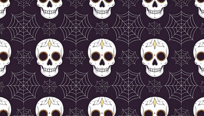 Spooky skull pattern with webs