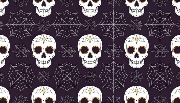 Spooky skull pattern with webs