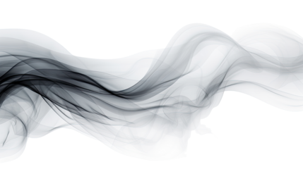 Rising Smoke with Wispy Flowing Patterns Isolated on White Background
