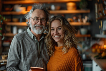 Senior couple enjoys using smart home technology together Generative AI