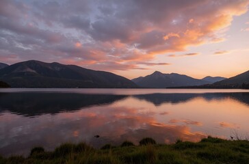 Fototapeta premium sunset over the lake