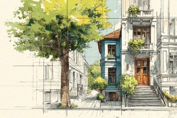 Artistic Representation of an Inviting Home Surrounded by Vibrant Nature Generative AI