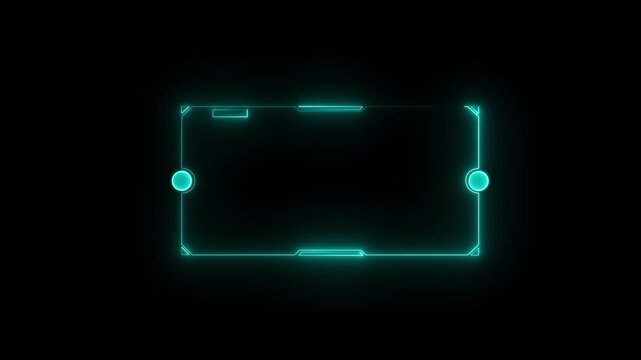 Neon glowing HUD template futuristic frame, Virtual Interface, Reality Technology View Display. Digital neon HUD futuristic background. Future technology .4k animation video.