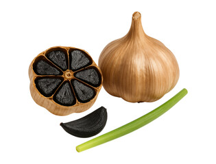 Black Garlic Delights: Fermented Superfood with Unique Flavor and Health Benefits isolated on a transparent background