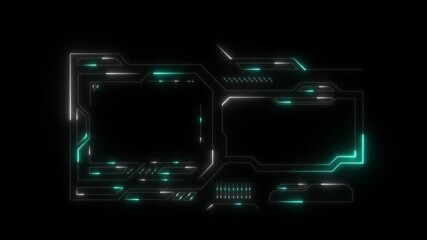 Abstract futuristic background glowing digital numbers. cyan and white color sci f technology HUD picture frame. glowing neon border frame. Digital neon HUD futuristic 4k animation video.