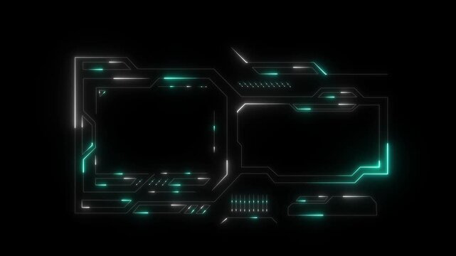 Abstract futuristic background glowing digital numbers. cyan and white color sci f technology HUD picture frame. glowing neon border frame. Digital neon HUD futuristic 4k animation video.