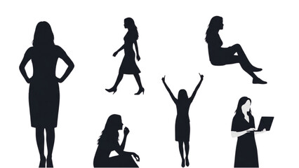 Vector Illustration of Woman Silhouette Design Set Isolated AI EPS PNG