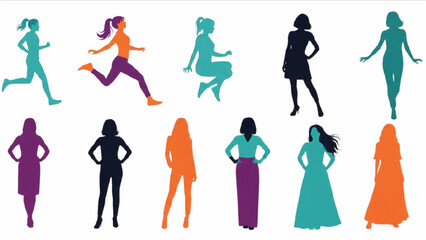 Vector Illustration of Woman Silhouette Design Set Isolated AI EPS PNG